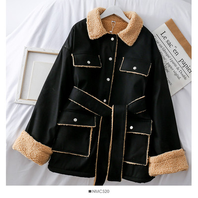 Palton de dama modern cu curea si nasturi in trei culori