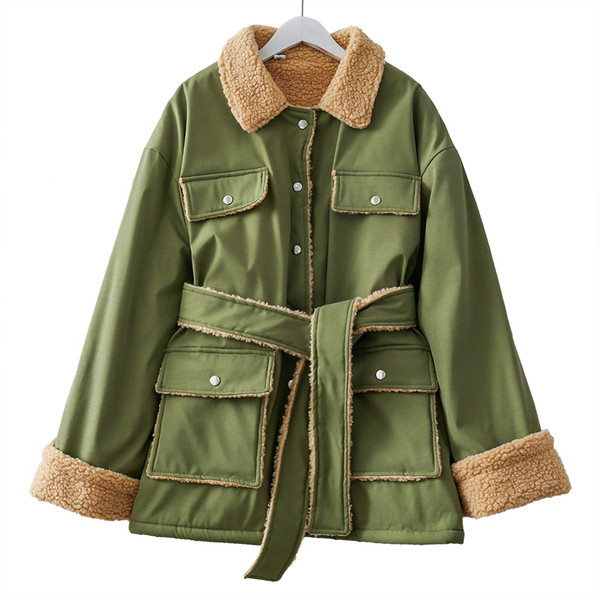 Palton de dama modern cu curea si nasturi in trei culori