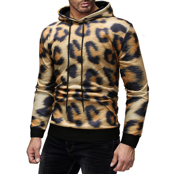 ΝΕΟ μοντέλο ανδρικό φούτερ  με κουκούλα  και leopard εκτύπωσης σε δύο χρώματα