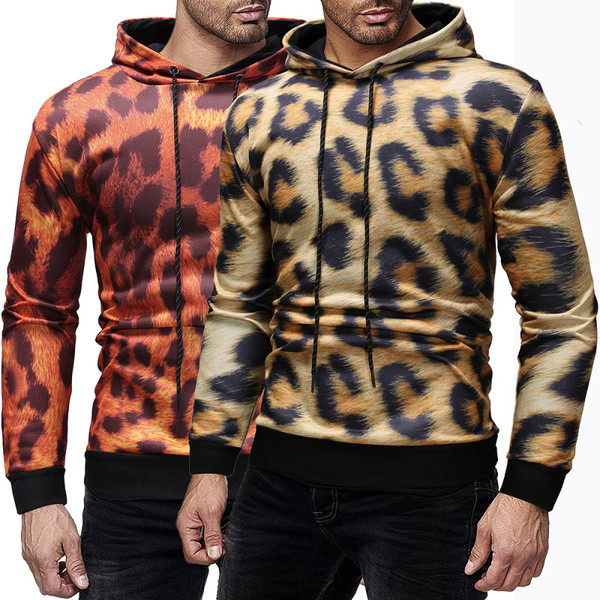 ΝΕΟ μοντέλο ανδρικό φούτερ  με κουκούλα  και leopard εκτύπωσης σε δύο χρώματα