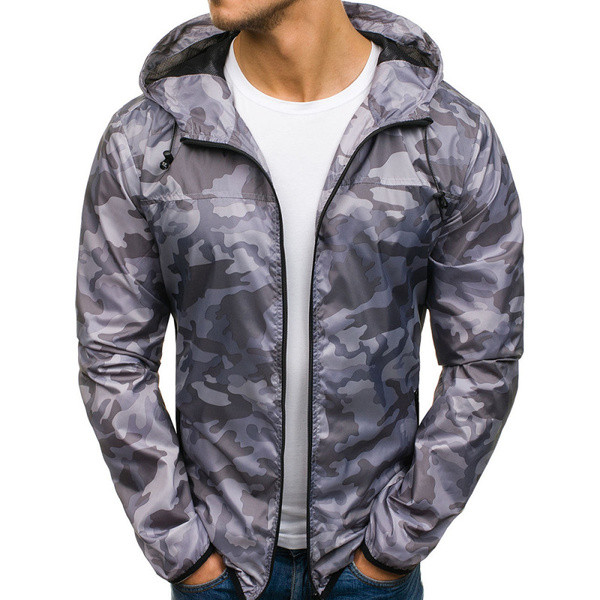 Μοντέρνο ανδρικό μουφάν με κουκούλα και σχέδιο καμουφλάζ σε διάφορα χρώματα