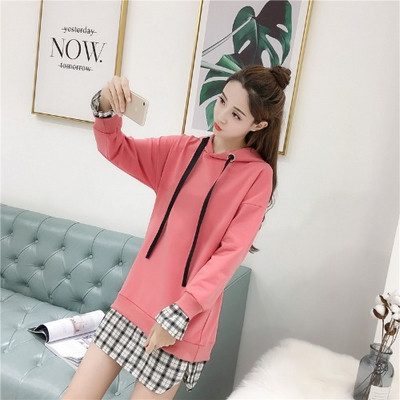 Μοντέρνο γυναικείο φούτερ με κουκούλα - μακρύ μοντέλο