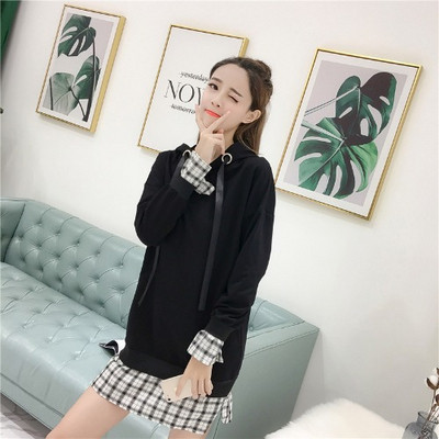 Μοντέρνο γυναικείο φούτερ με κουκούλα - μακρύ μοντέλο