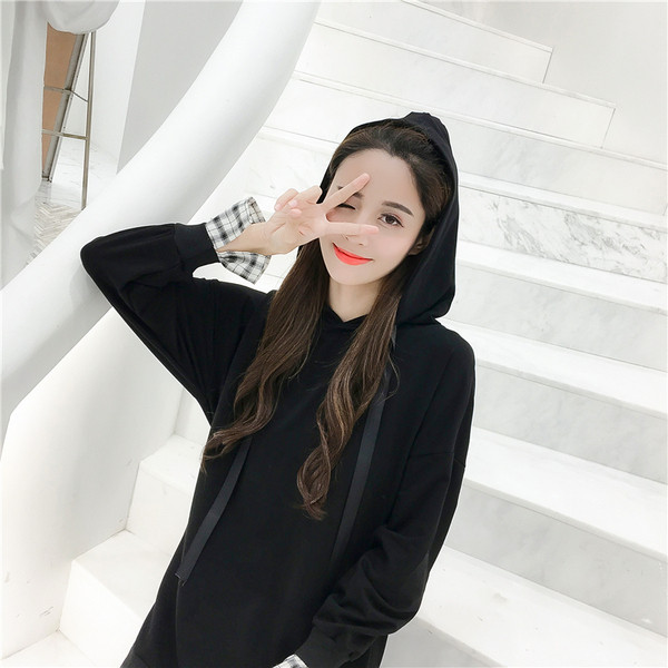 Μοντέρνο γυναικείο φούτερ με κουκούλα - μακρύ μοντέλο