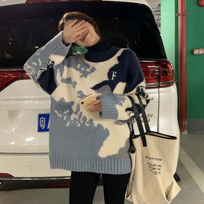 Γυναικείο πουλόβερ με χρωματιστό μοτίβο