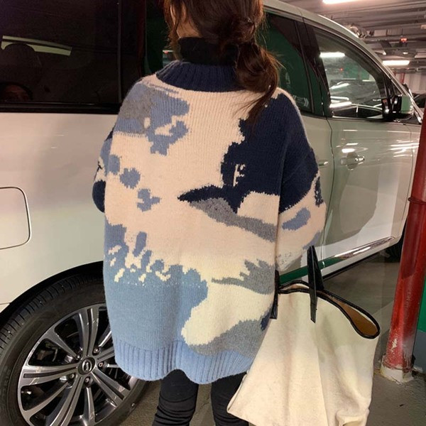 Γυναικείο πουλόβερ με χρωματιστό μοτίβο 