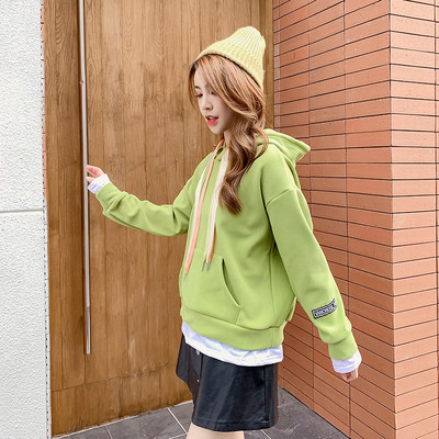 Casual γυναικείο φούτερ με κουκούλα σε μπλε, πορτοκαλί και πράσινο χρώμα