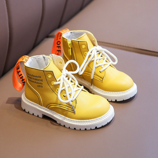 Cizme casual pentru copii pentru fete cu sireturi si inscriptie in trei culori