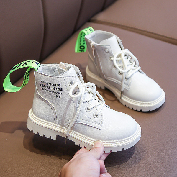 Cizme casual pentru copii pentru fete cu sireturi si inscriptie in trei culori