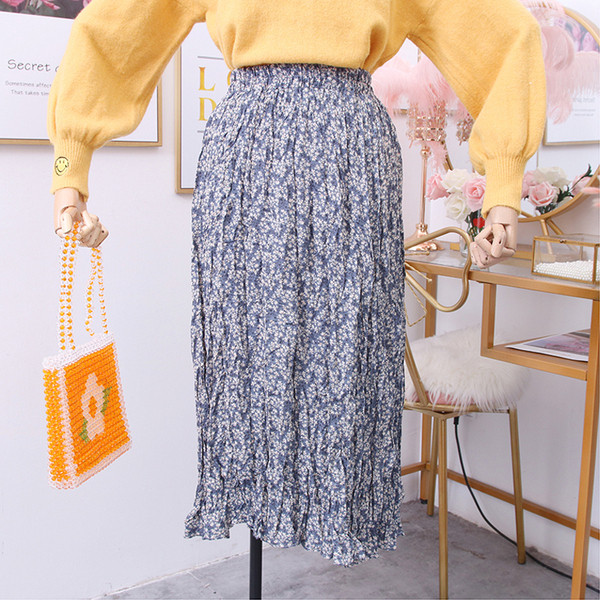 Fusta de dama model nou cu model in maro, albastru si negru