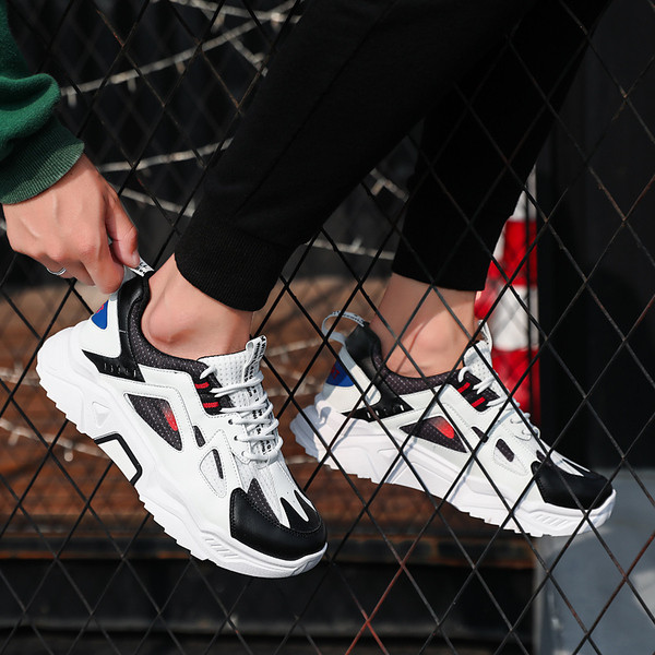 Αθλητικά ανδρικά παπούτσια σε πορτοκαλί, λευκό και μαύρο χρώμα