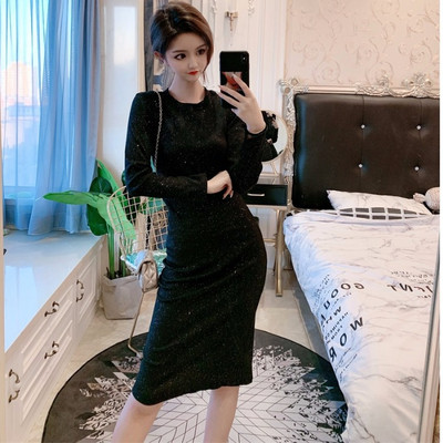 Rochie de dama molata in negru cu efect stralucitor