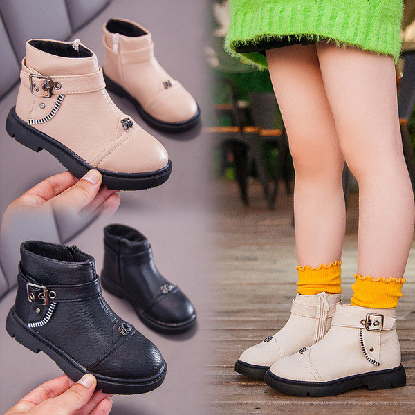 Cizme copii din piele ecologica pentru fete in trei culori cu decor metalic