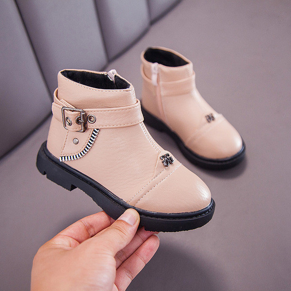 Cizme copii din piele ecologica pentru fete in trei culori cu decor metalic