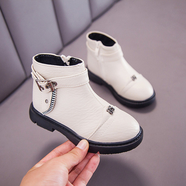 Cizme copii din piele ecologica pentru fete in trei culori cu decor metalic