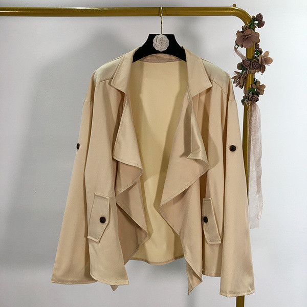 Jachetă scurtă subțire de primăvară-toamnă de culoare bej