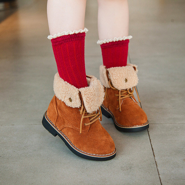 Σύγχρονες παιδικές μπότες για κορίτσια με μαλακή επένδυση και κορδόνια σε τρία χρώματα