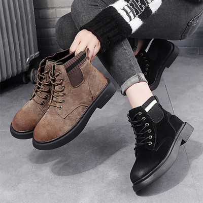 Casual γυναικείες μπότες σουέτ σε μαύρο και καφέ χρώμα
