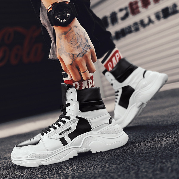 Μοντέρνα πάνινα αθλητικά ανδρικά παπούτσια με παχιά σόλα σε τρία χρώματα