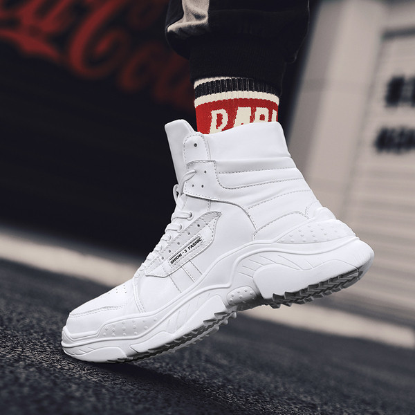 Μοντέρνα πάνινα αθλητικά ανδρικά παπούτσια με παχιά σόλα σε τρία χρώματα