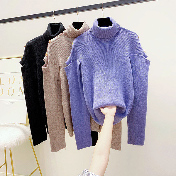 Modern női pulóver gombokkal több színben