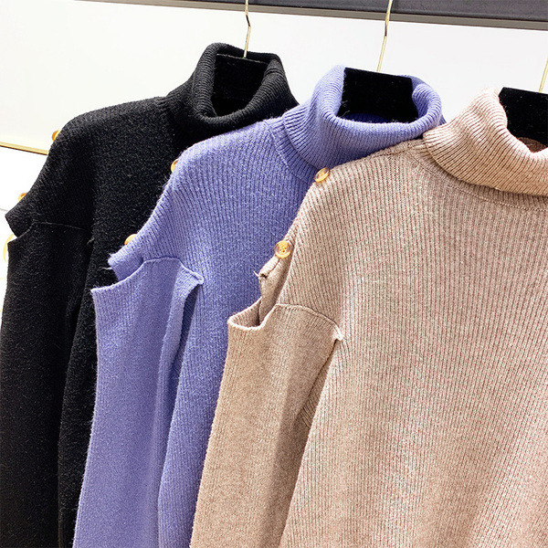 Modern női pulóver gombokkal több színben