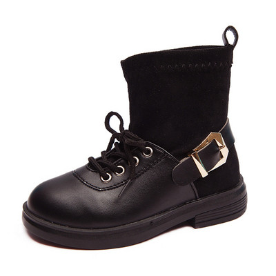 Σύγχρονες παιδικές μπότες για κορίτσια με πόρπη και κορδόνια σε τρία χρώματα