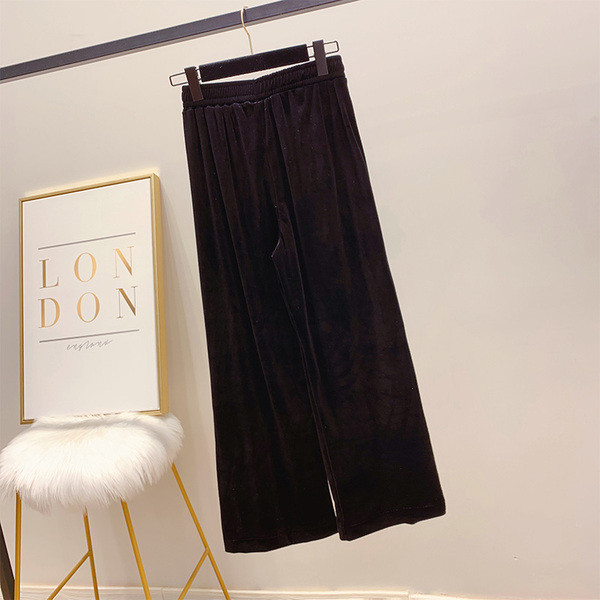 Pantaloni de dama moderni din catifea cu talie inalta