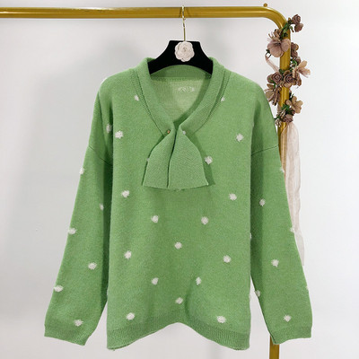 Γυναικέιο πουλόβερ πουά σε πορτοκαλί, ροζ και πράσινο χρώμα