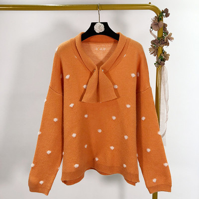 Γυναικέιο πουλόβερ πουά σε πορτοκαλί, ροζ και πράσινο χρώμα