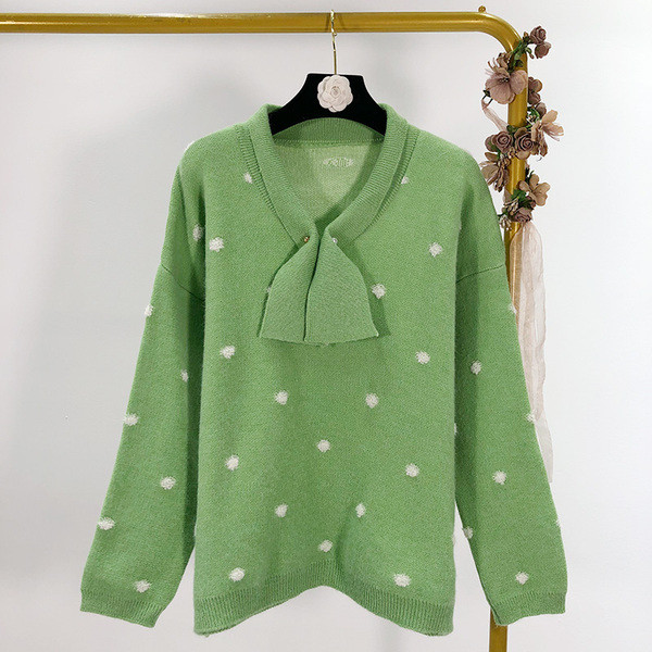 Γυναικέιο πουλόβερ πουά σε πορτοκαλί, ροζ και πράσινο χρώμα