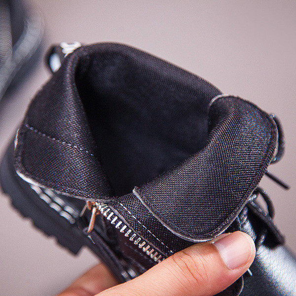 Alkalmi gyerekcsizma lányoknak fűzővel és cipzárral fehér és fekete színben