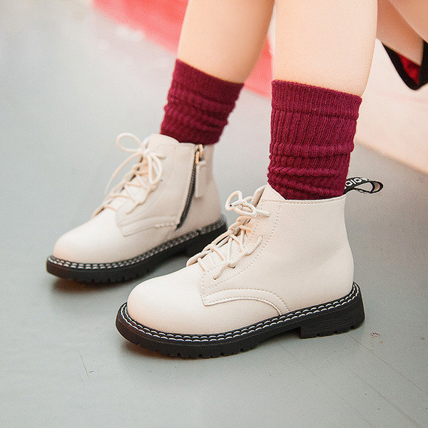 Alkalmi gyerekcsizma lányoknak fűzővel és cipzárral fehér és fekete színben