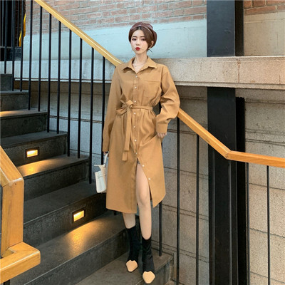 Hosszú ing típusú ruha barna és fekete színben