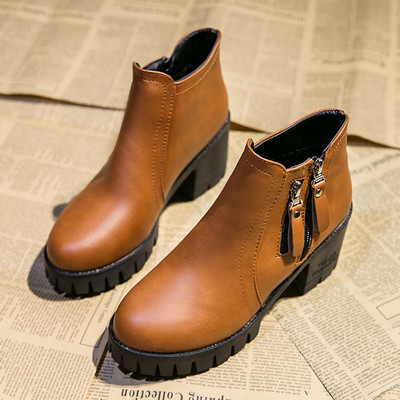 Καθημερινές γυναικείες έκο δερμάτινες μπότες με φερμουάρ σε τρία χρώματα