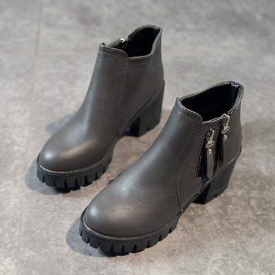 Καθημερινές γυναικείες έκο δερμάτινες μπότες με φερμουάρ σε τρία χρώματα