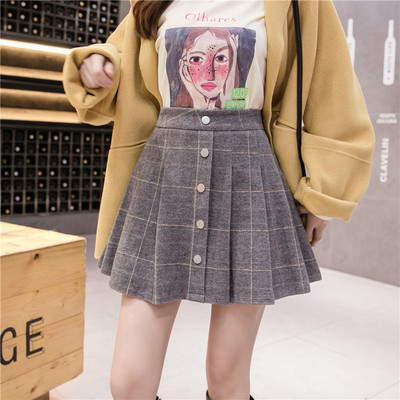 Γυναικεία μοντέρνα πλισέ φούστα με κουμπιά σε διάφορα χρώματα