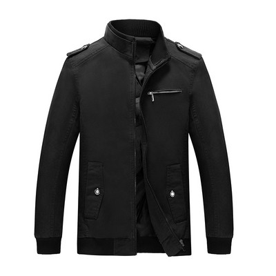 Jacheta casual barbateasca din piele ecologica cu fermoar in patru culori