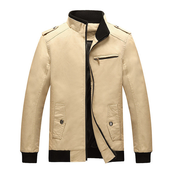 Jacheta casual barbateasca din piele ecologica cu fermoar in patru culori