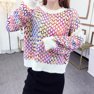 Női rövid pulóver ovális nyakkivágással, két színben