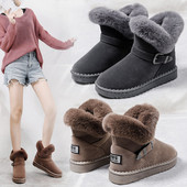 Modern női csizma puha béléssel és csattal szürke, barna és fekete színben