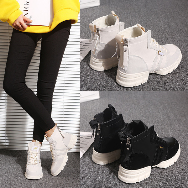 Μοντέρνα γυναικεία αθλητικά παπούτσια με κορδόνια σε μαύρο και μπεζ χρώμα