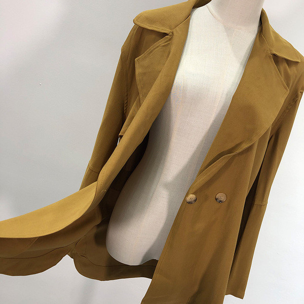 Palton subțire de primăvară-toamnă de culoare maro cu cravate