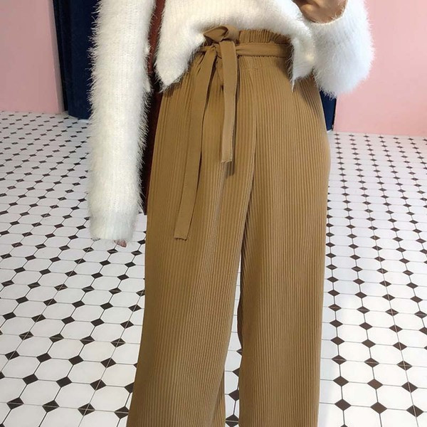 Női redős nadrág derékkötővel több színben