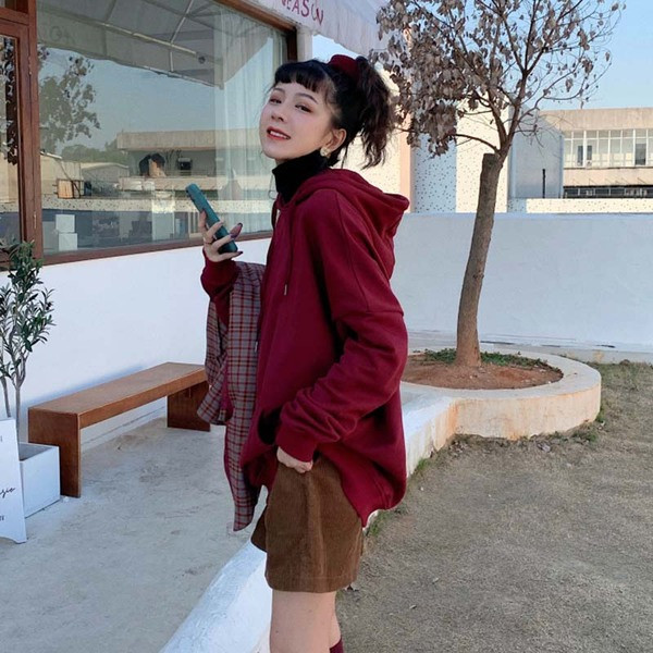 Γυναικείο φαρδύ φούτερ με κουκούλα