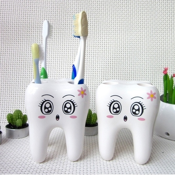 Поставка за четки за зъби с четири дупки във формата на зъб 