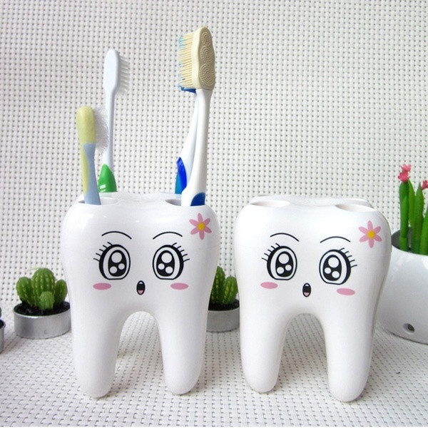 Suport pentru periuta de dinti cu patru gauri in forma de dinti
