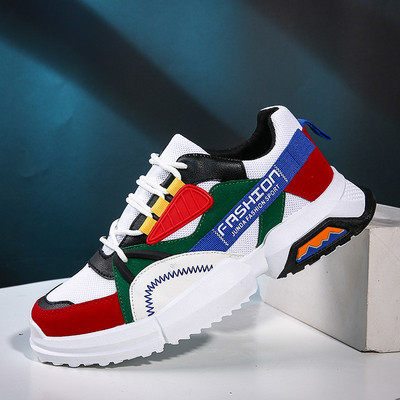 Μοντέρνα ανδρικά αθλητικά παπούτσια με μοτίβο και κοερδόνια σε τρία χρώματα