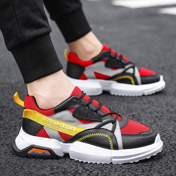 Μοντέρνα ανδρικά αθλητικά παπούτσια με μοτίβο και κοερδόνια σε τρία χρώματα