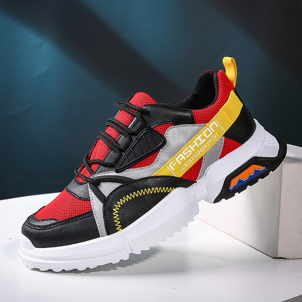 Μοντέρνα ανδρικά αθλητικά παπούτσια με μοτίβο και κοερδόνια σε τρία χρώματα